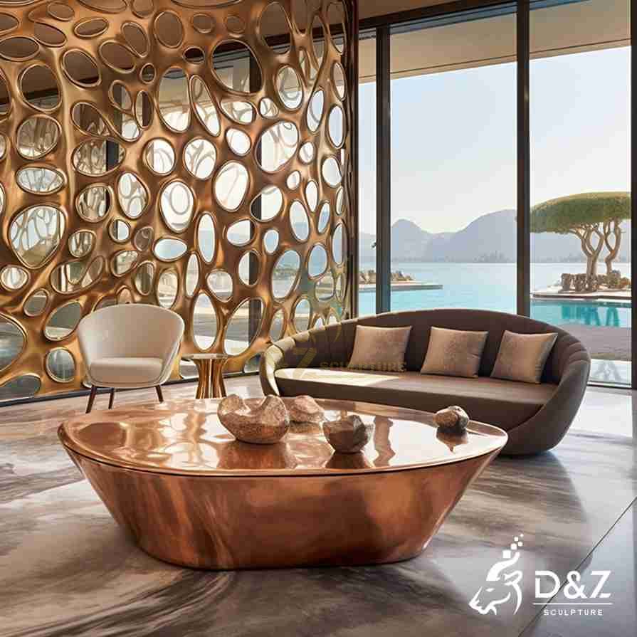 Rose Gold Metal Coffee Table 5