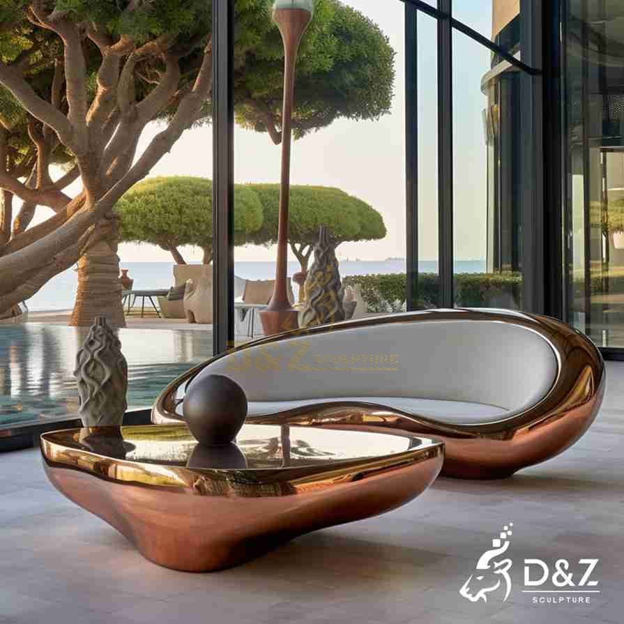 Rose Gold Metal Coffee Table 6