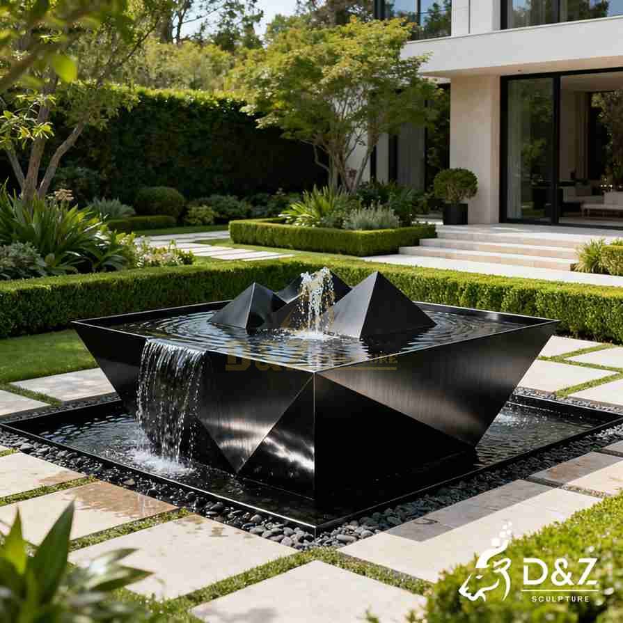 Geometric Black Metal Mountain Fountain 2 Geometric Black Metal Mountain Fountain 2