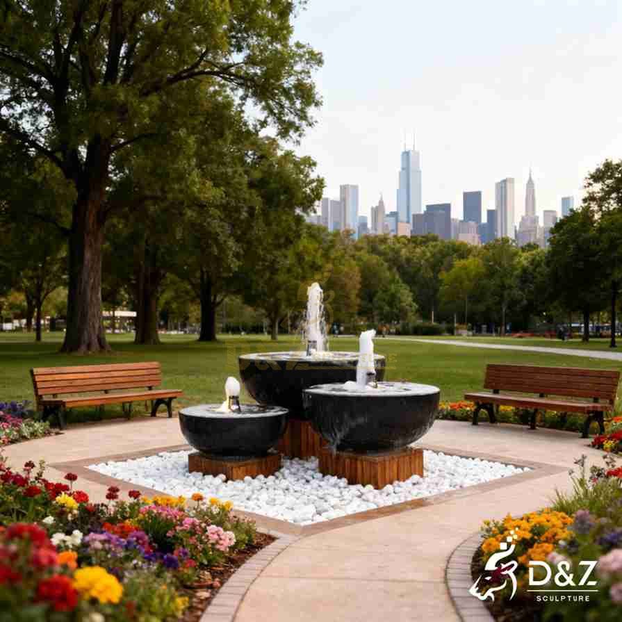 Black Marble Bowl Fountain 6