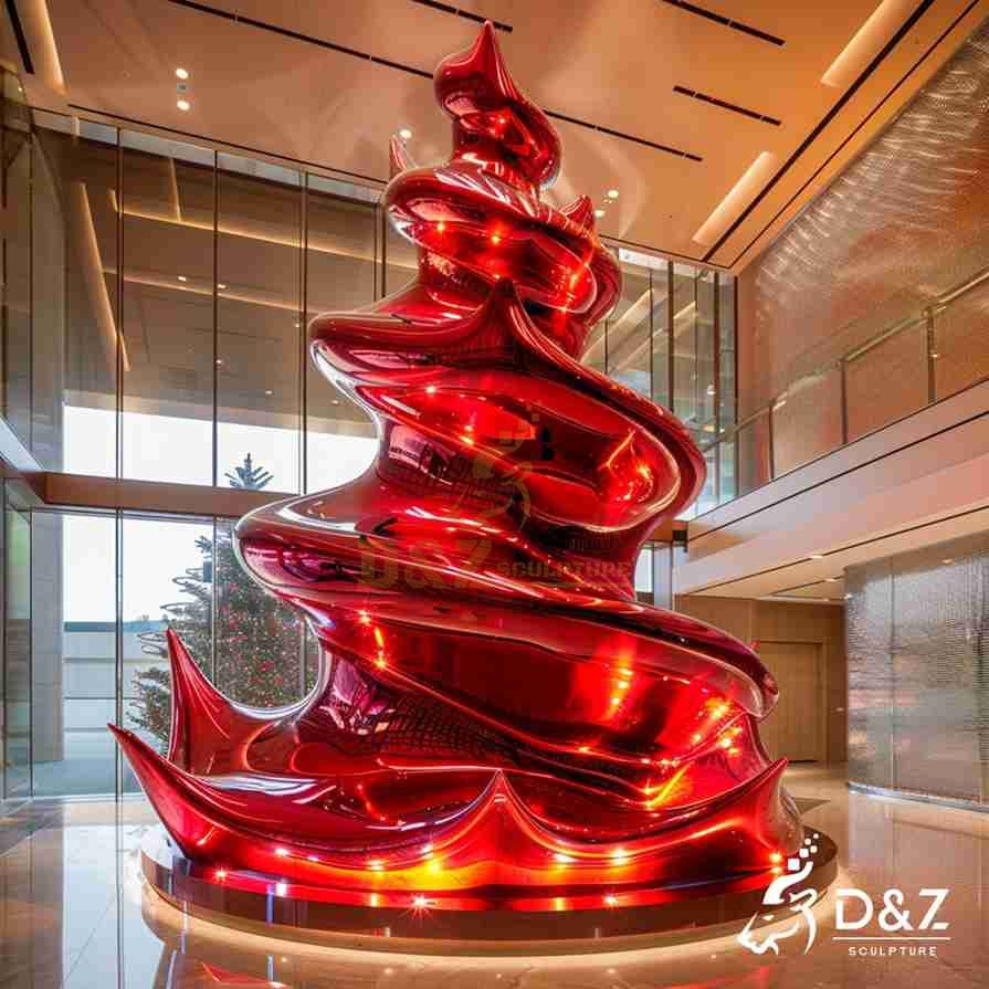 Red Metal Christmas Tree Sculpture 3 Red Metal Christmas Tree Sculpture 3