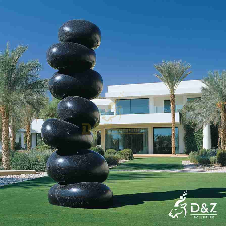 Black Marble Stacked Stone Sculpture 5
