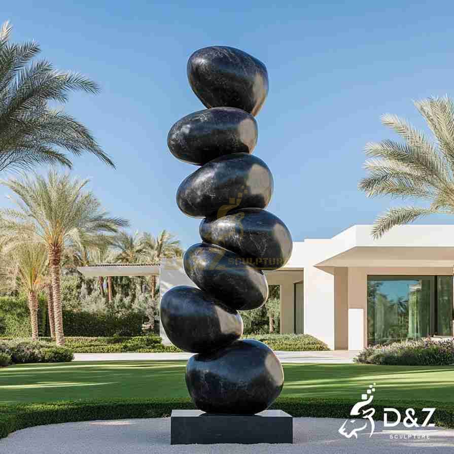 Black Marble Stacked Stone Sculpture 6