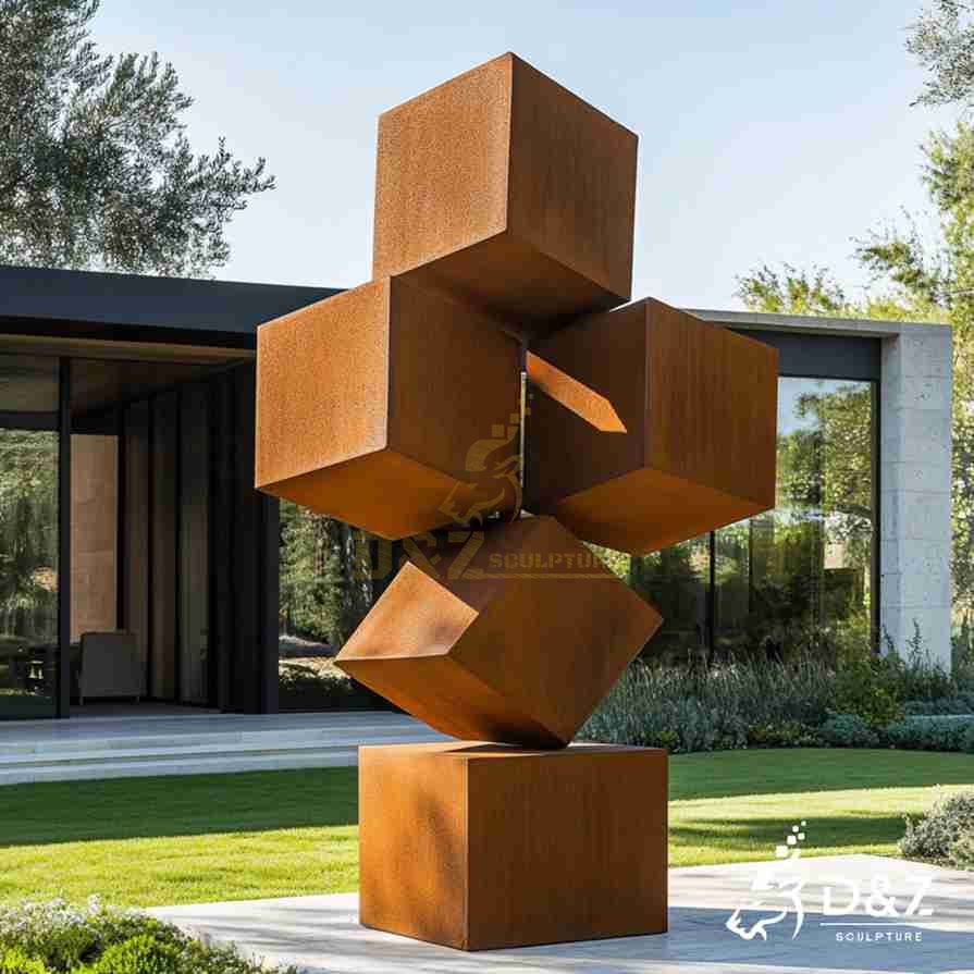 Corten Steel Cube Sculpture 2