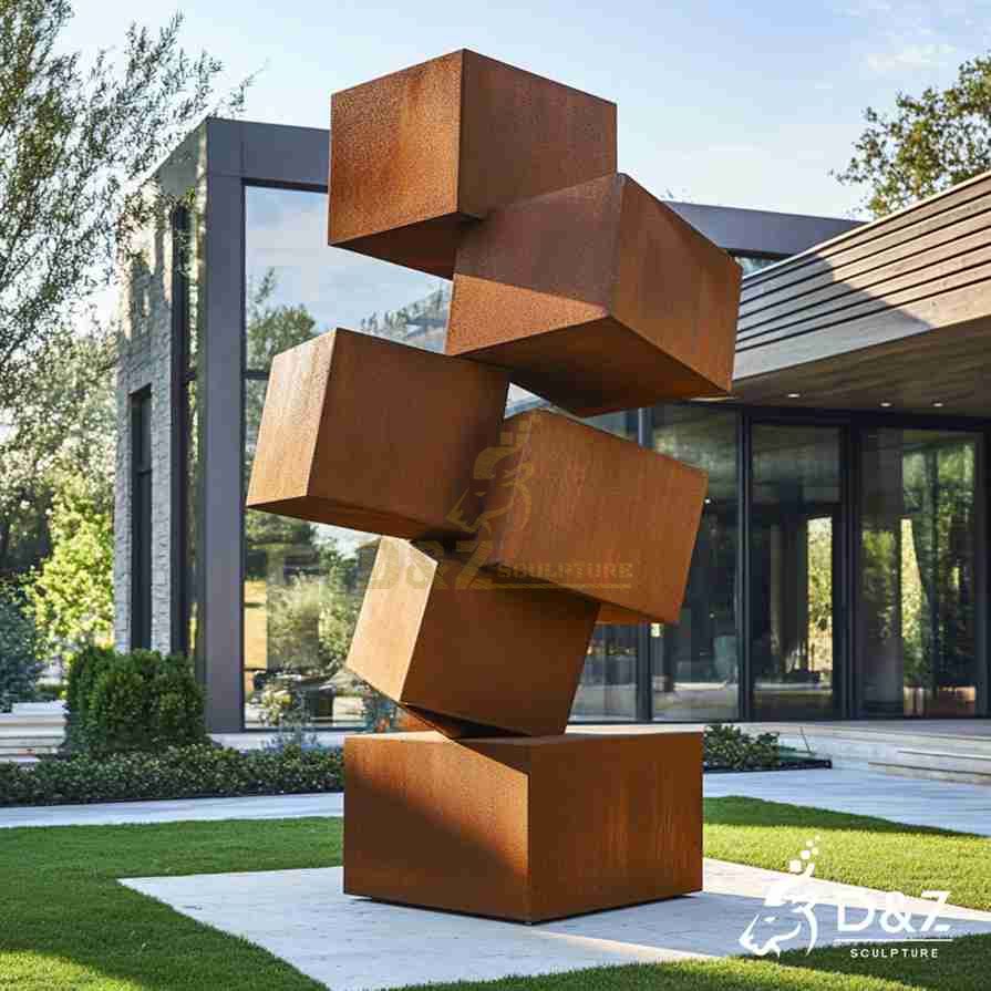 Corten Steel Cube Sculpture 4