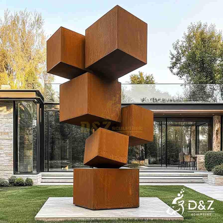 Corten Steel Cube Sculpture 5