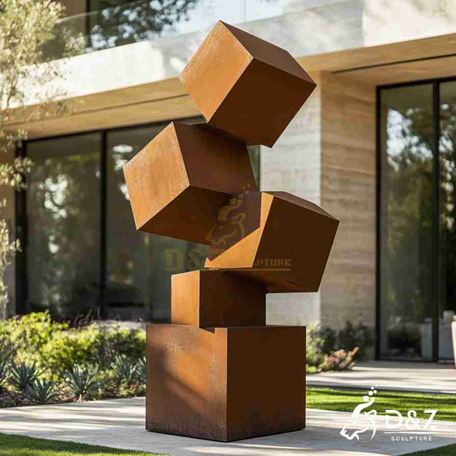 Corten Steel Cube Sculpture 6