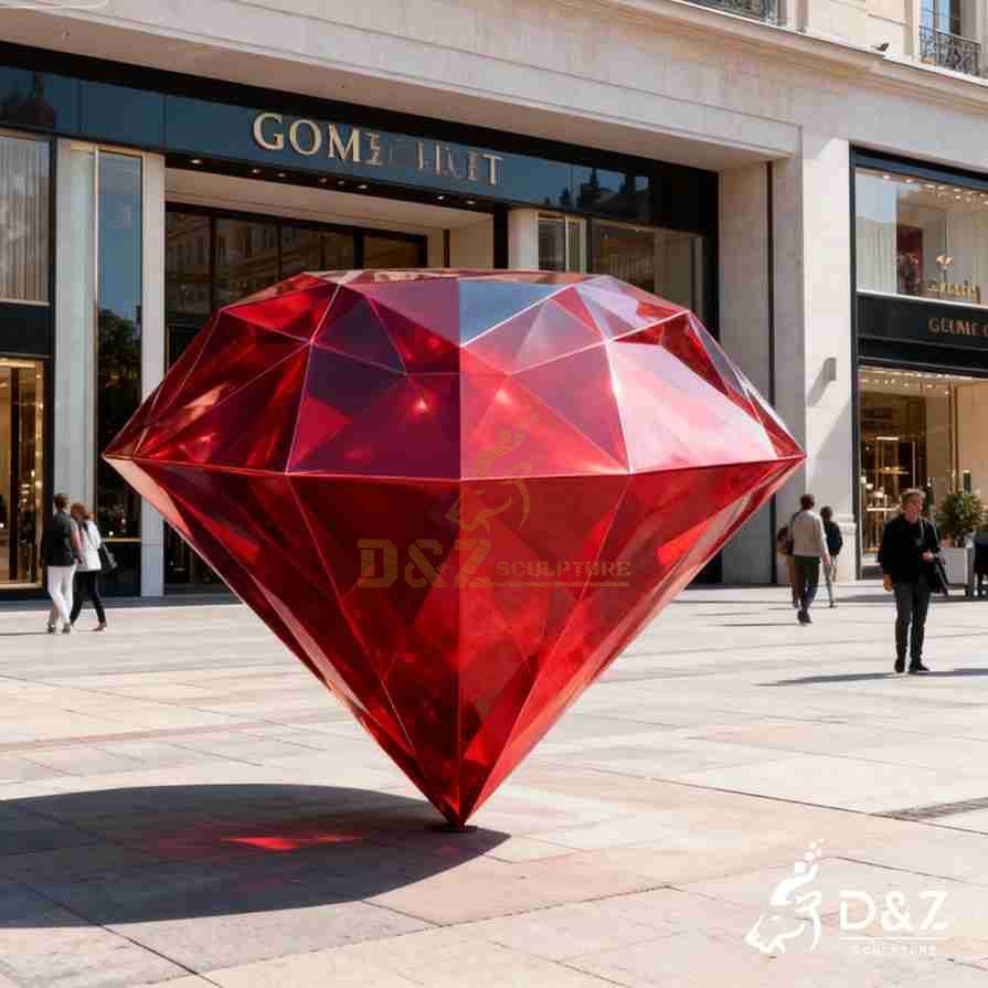 Red Metal Diamond Sculpture 2