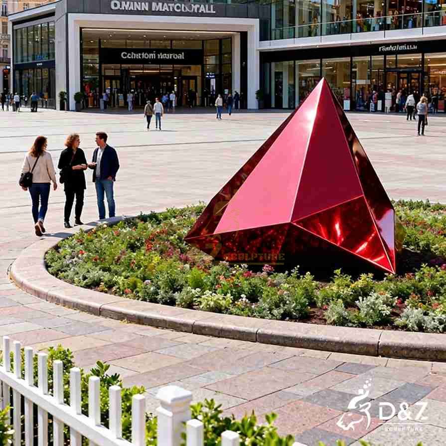 Red Metal Diamond Sculpture 3