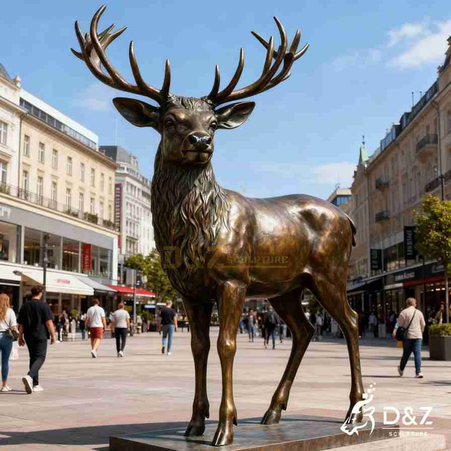 Bronze Christmas Reindeer Statue 2