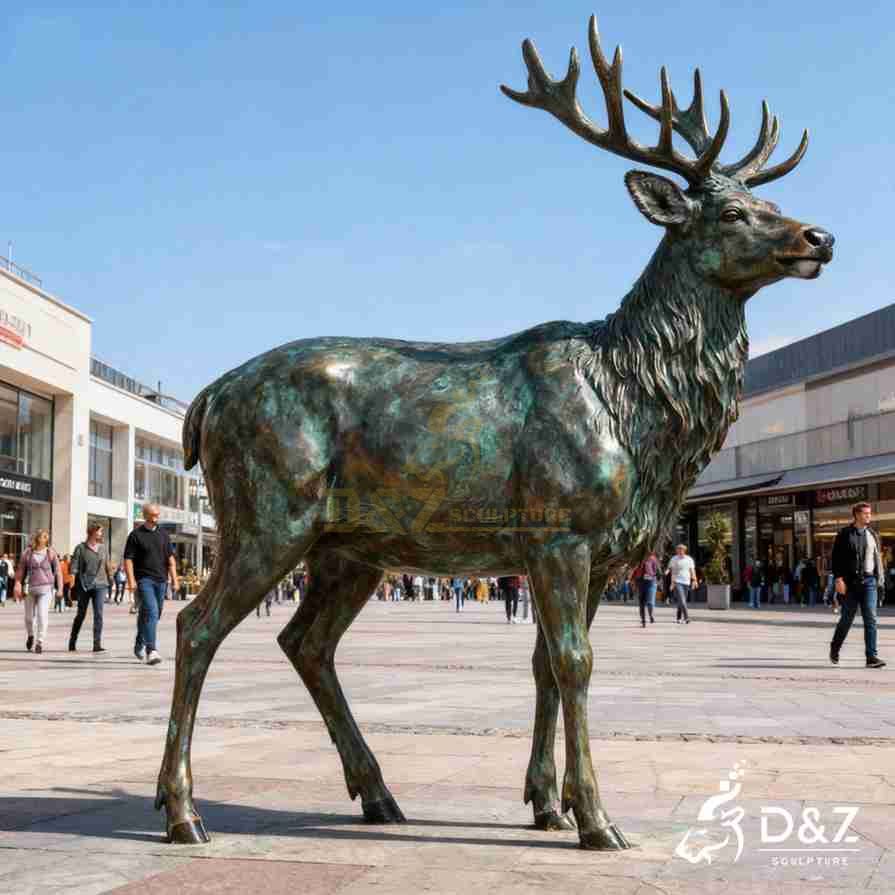 Bronze Christmas Reindeer Statue 3