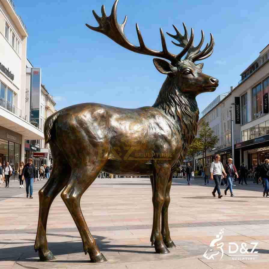 Bronze Christmas Reindeer Statue 4