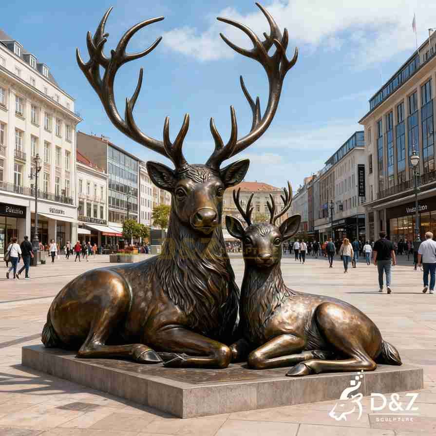 Bronze Christmas Reindeer Statue 5