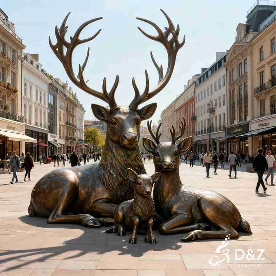 Bronze Christmas Reindeer Statue 6