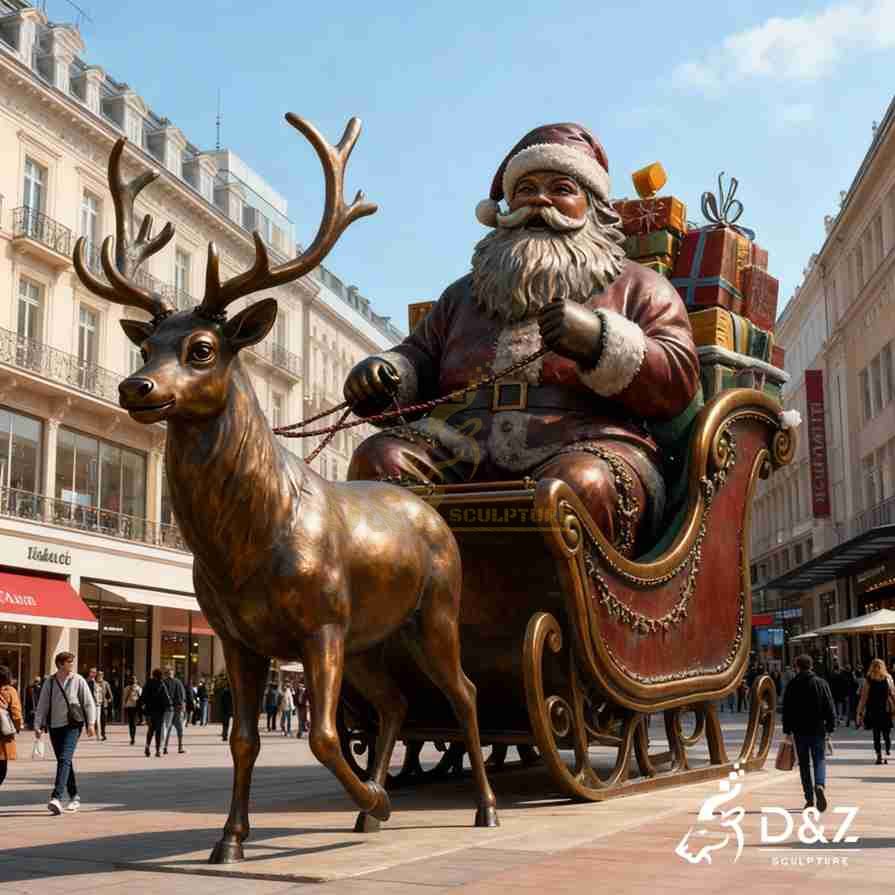 Santa with Reindeer Statue 5 Santa with Reindeer Statue 5