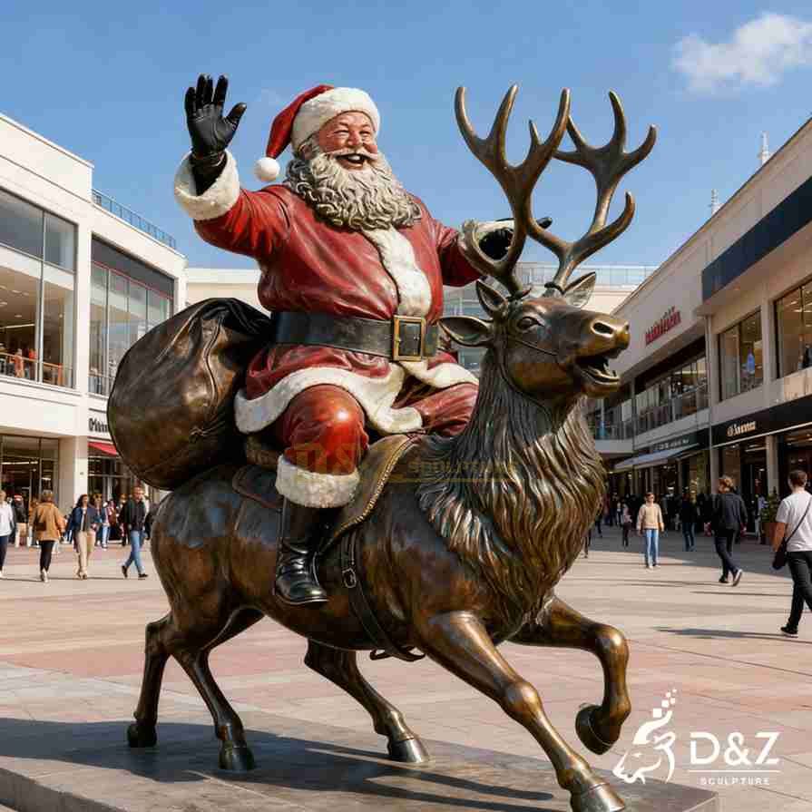 Santa with Reindeer Statue 6 Santa with Reindeer Statue 6