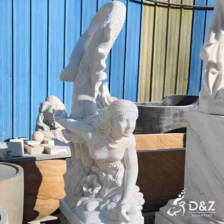 White Marble Curvy Mermaid Statue 1 White Marble Curvy Mermaid Statue 1