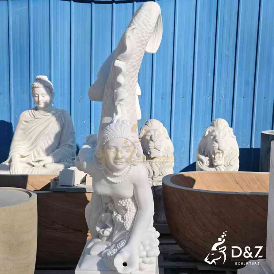 White Marble Curvy Mermaid Statue 2 White Marble Curvy Mermaid Statue 2