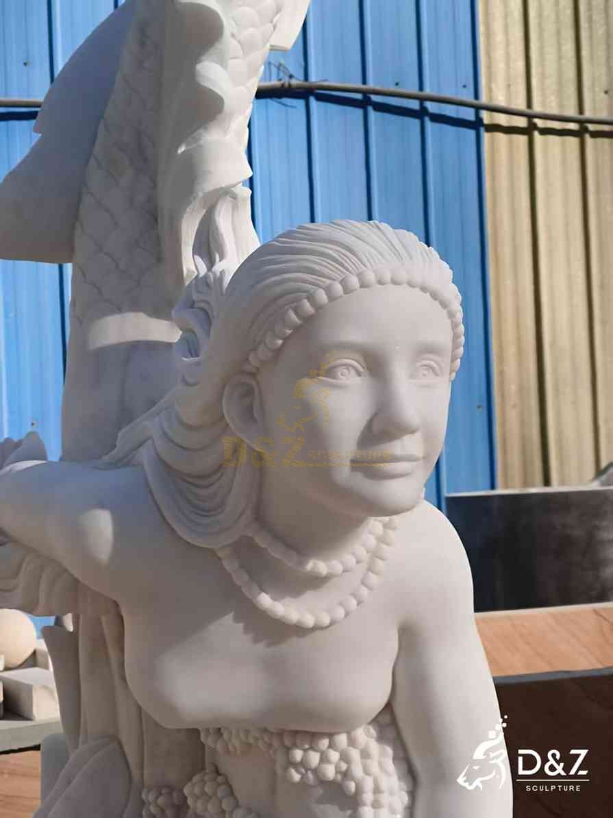 White Marble Curvy Mermaid Statue 5 White Marble Curvy Mermaid Statue 5