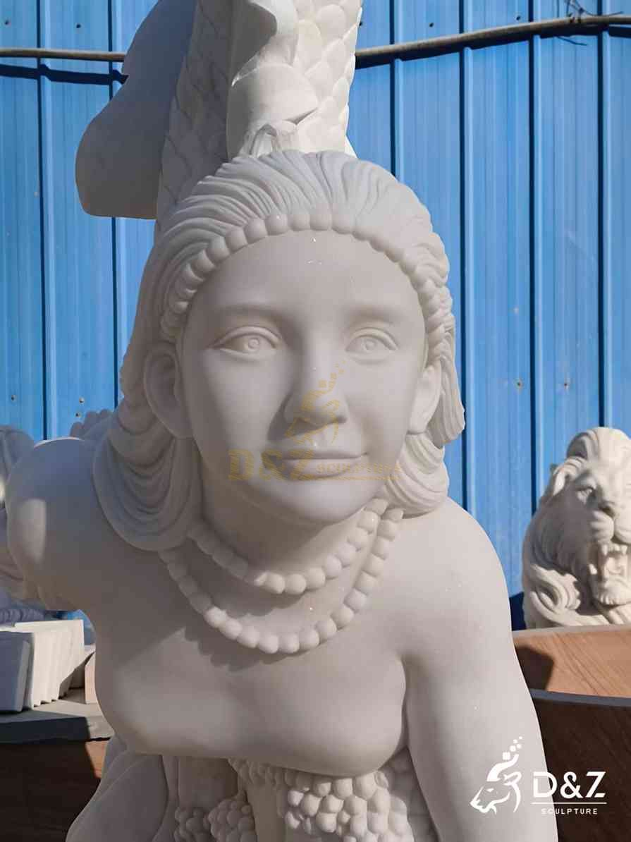 White Marble Curvy Mermaid Statue 6 White Marble Curvy Mermaid Statue 6