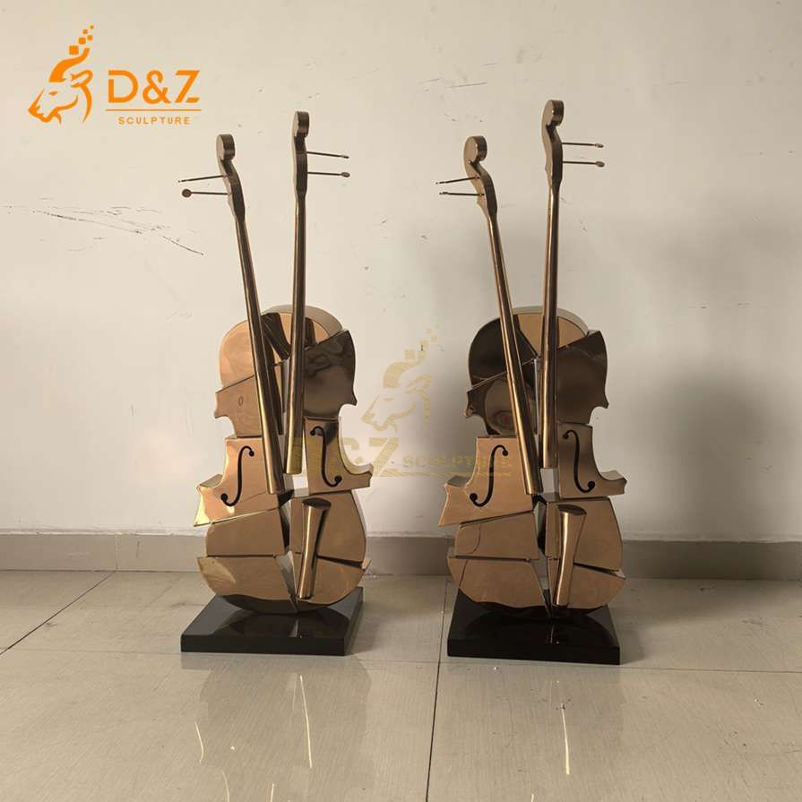 Gold Metal Violin Sculpture 1