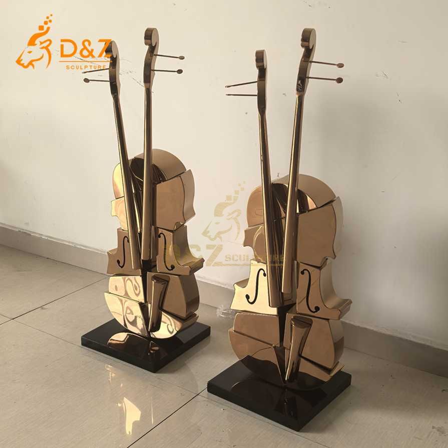 Gold Metal Violin Sculpture 2