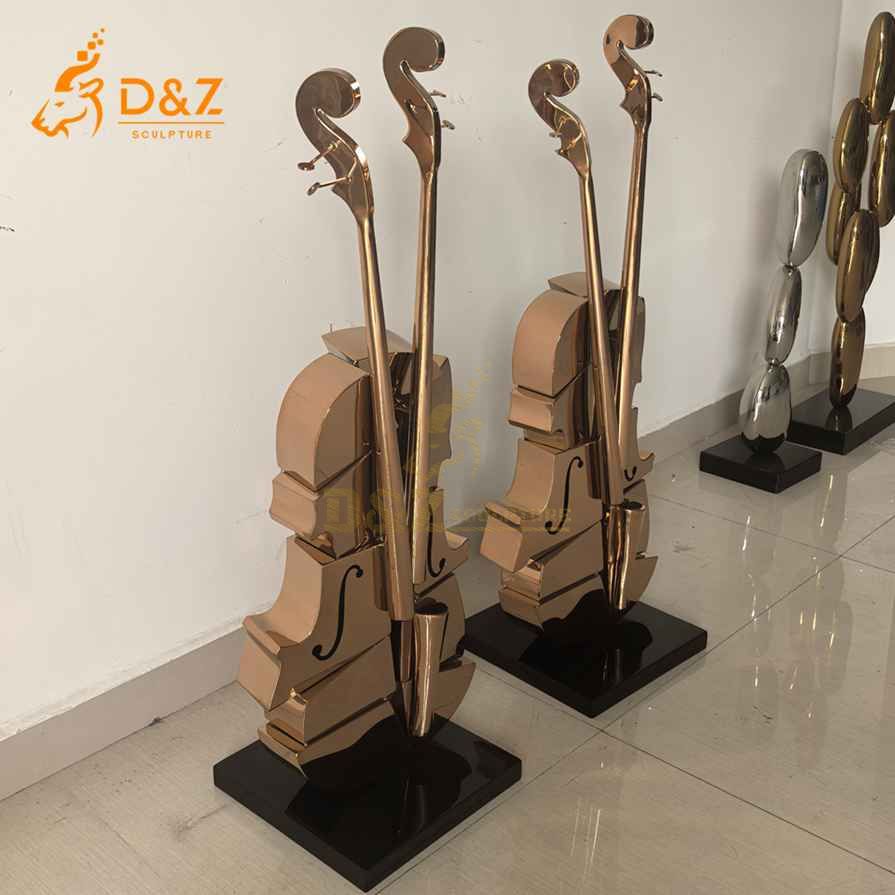 Gold Metal Violin Sculpture 3