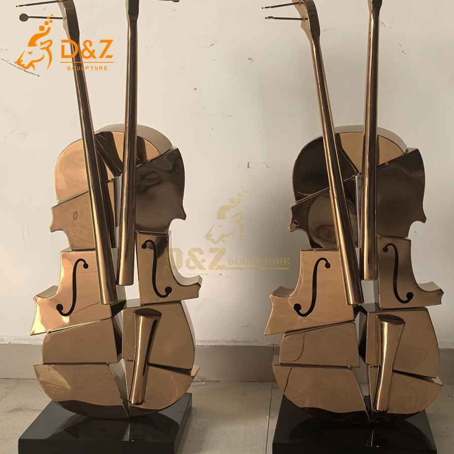 Gold Metal Violin Sculpture 4