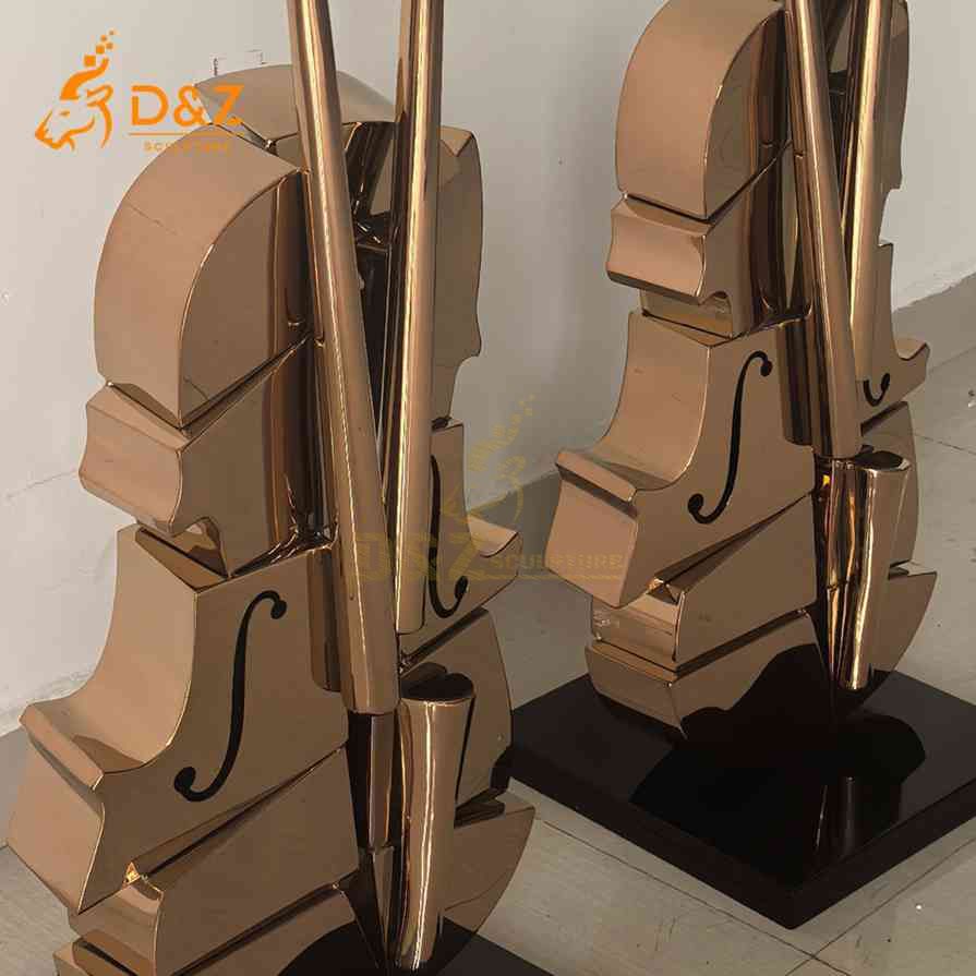 Gold Metal Violin Sculpture 6
