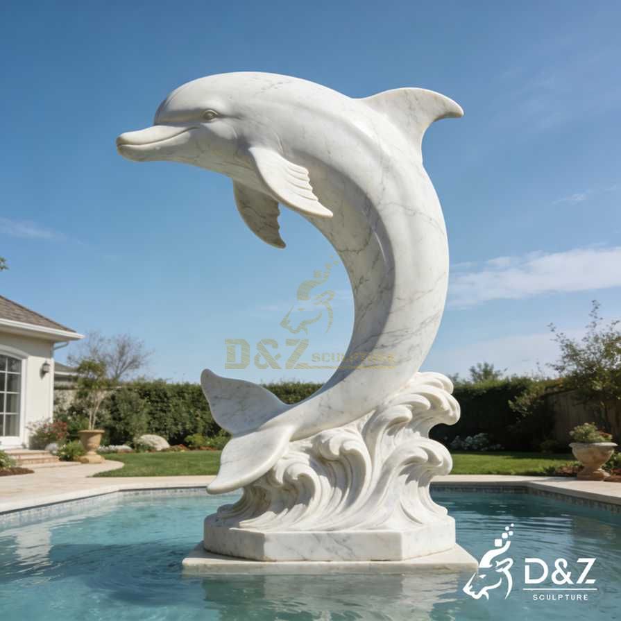 Marble Dolphin Statues 1