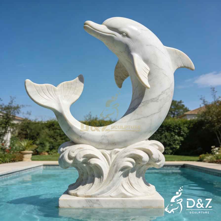 Marble Dolphin Statues 2