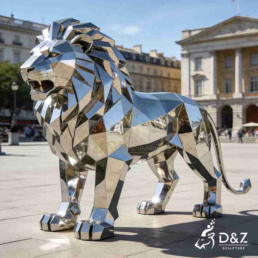 Geometric Metal Lion Sculpture 4 Geometric Metal Lion Sculpture 4