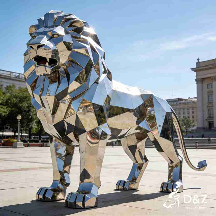 Geometric Metal Lion Sculpture 5 Geometric Metal Lion Sculpture 5
