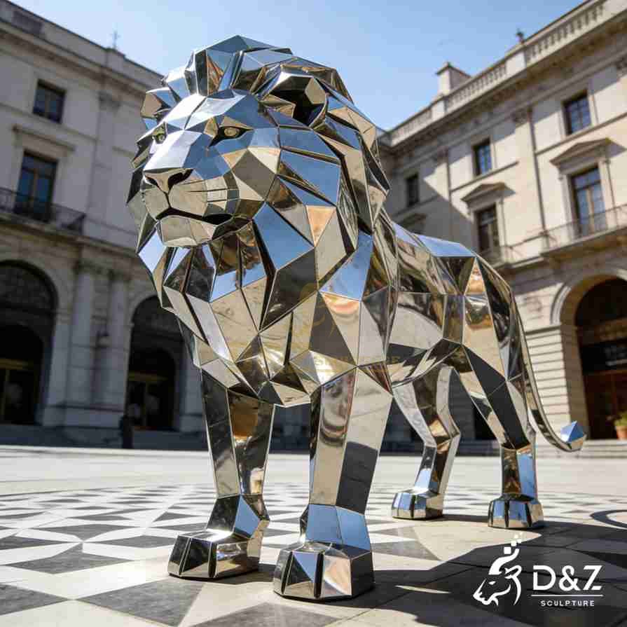 Geometric Metal Lion Sculpture 6 Geometric Metal Lion Sculpture 6