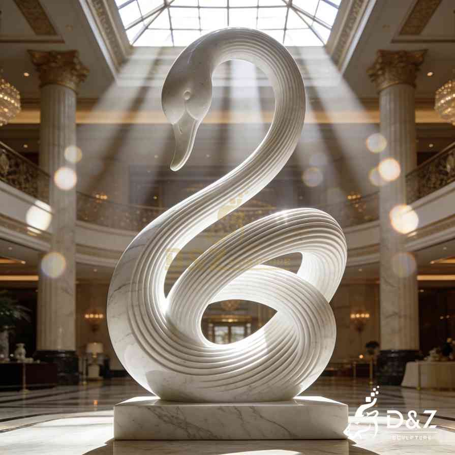 White Marble Swan Statue 1 White Marble Swan Statue 1