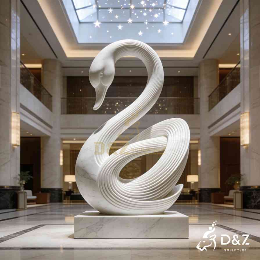 White Marble Swan Statue 2 White Marble Swan Statue 2