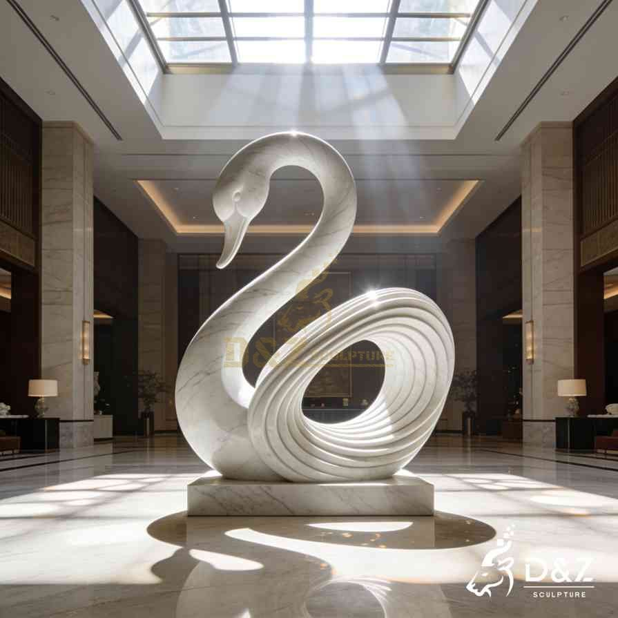 White Marble Swan Statue 4 White Marble Swan Statue 4