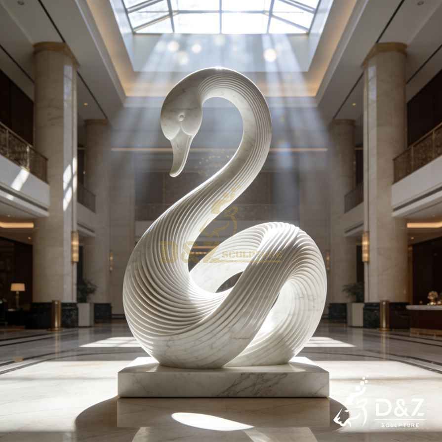 White Marble Swan Statue 5 White Marble Swan Statue 5