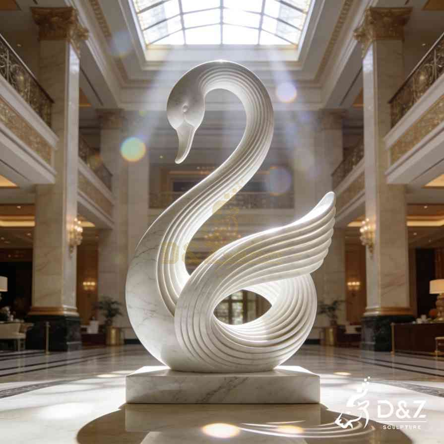 White Marble Swan Statue 6 White Marble Swan Statue 6