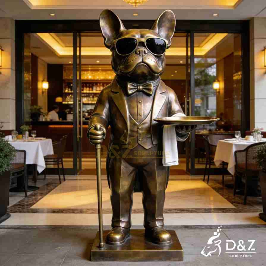 Bulldog Butler Statue with Tray 2 Bulldog Butler Statue with Tray 2