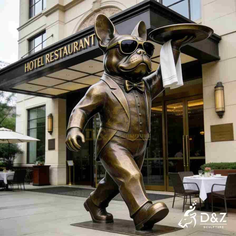 Bulldog Butler Statue with Tray 6 Bulldog Butler Statue with Tray 6