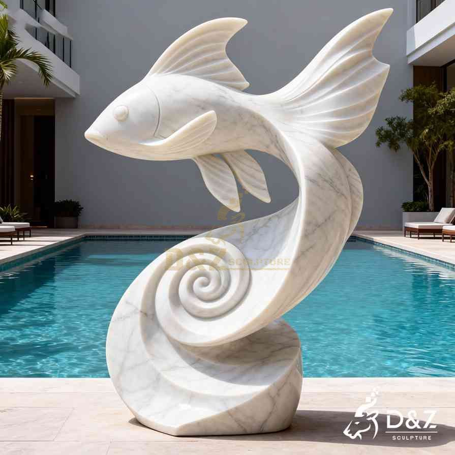 White Marble Fish Statue 2 White Marble Fish Statue 2
