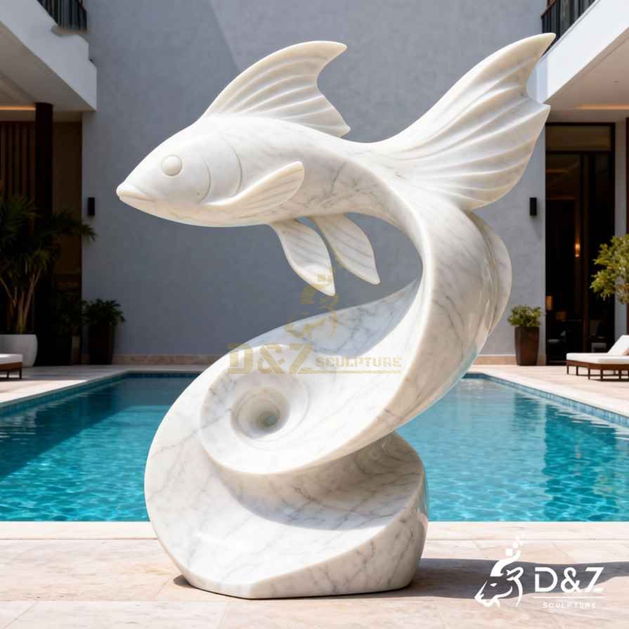 White Marble Fish Statue 5 White Marble Fish Statue 5