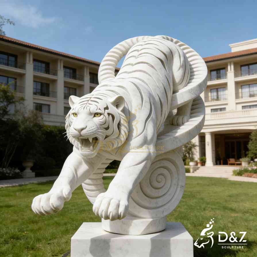 White Marble Tiger Statue 3