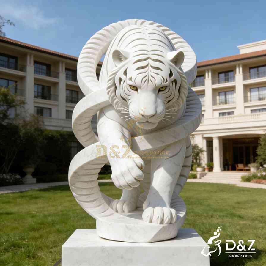 White Marble Tiger Statue 5