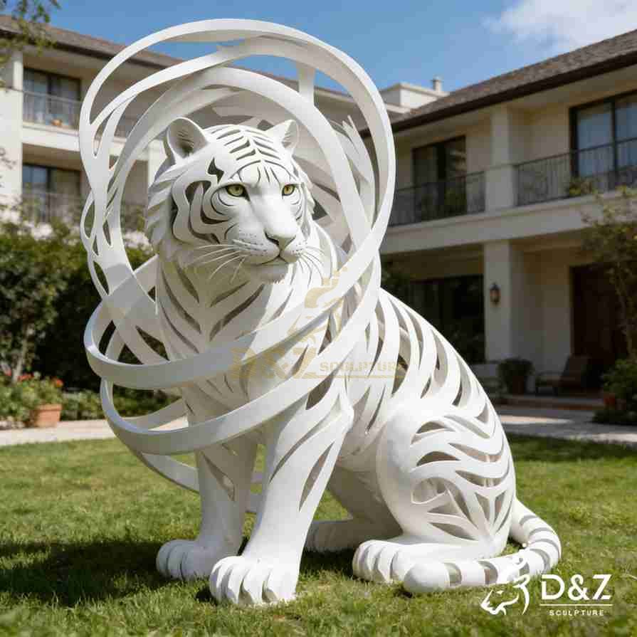 White Marble Tiger Statue 6