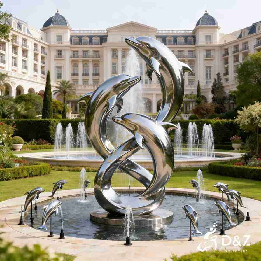 Metal Dolphin Sculpture 3