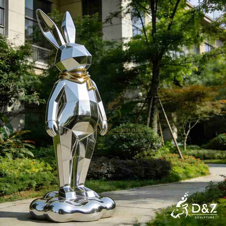 Geometric Metal Rabbit Sculpture 2