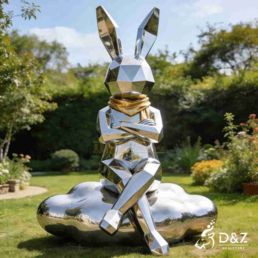 Geometric Metal Rabbit Sculpture 5
