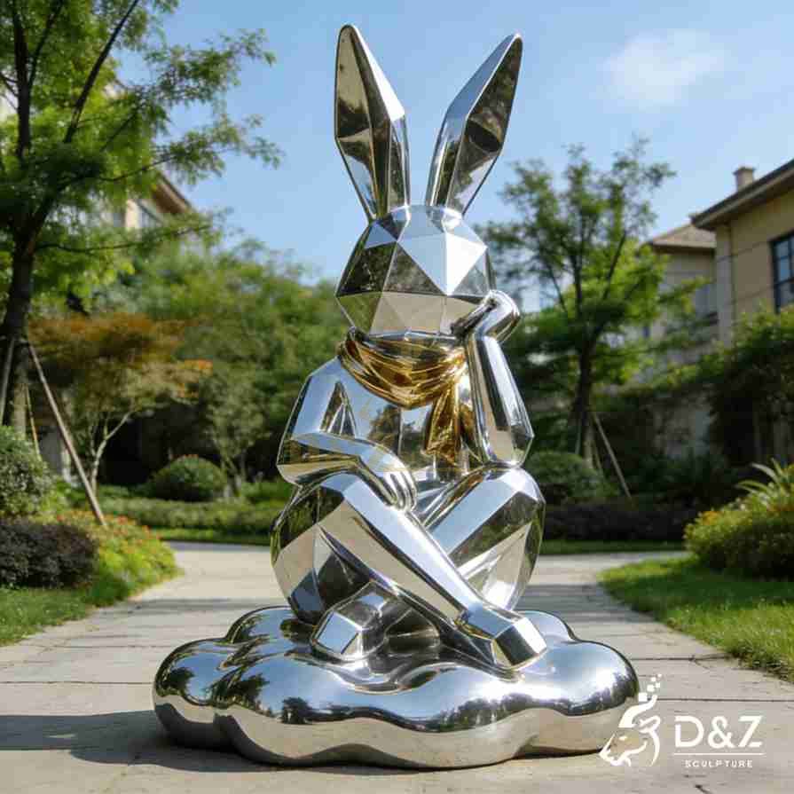 Geometric Metal Rabbit Sculpture 6